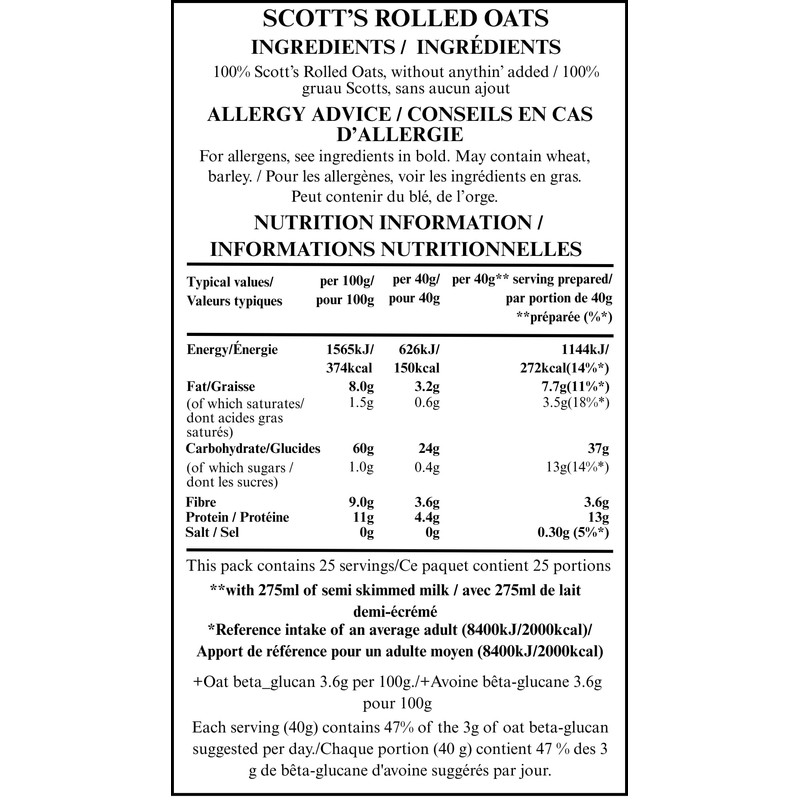 Scott's Porage Oats Original (1Kg) - Pack of 2