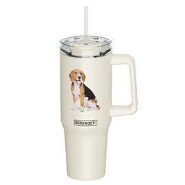 E&S Pets SERENGETI 40 Oz Ultimate Tumbler with Handle and Straw - Vacuum Insulated Tumbler with Straw and Lid - Stainless Steel Travel Mug for Pet Lovers - 3D Designs of your favorite Dog (Beagle)
