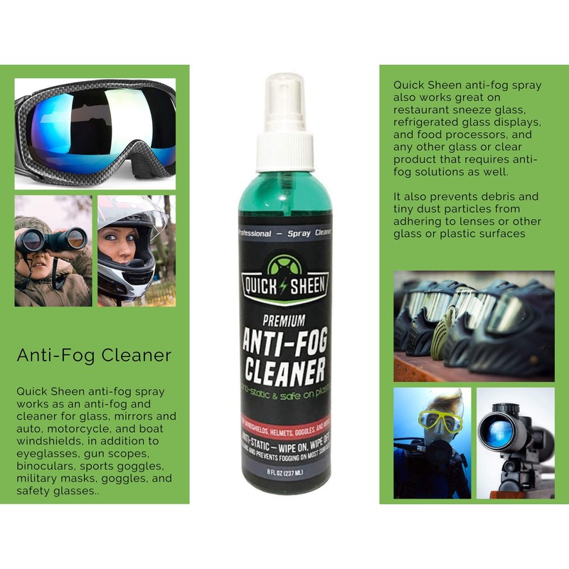 Quick Sheen Anti-Fog Spray for Glass, Windows, Glasses, Masks, Mirrors,