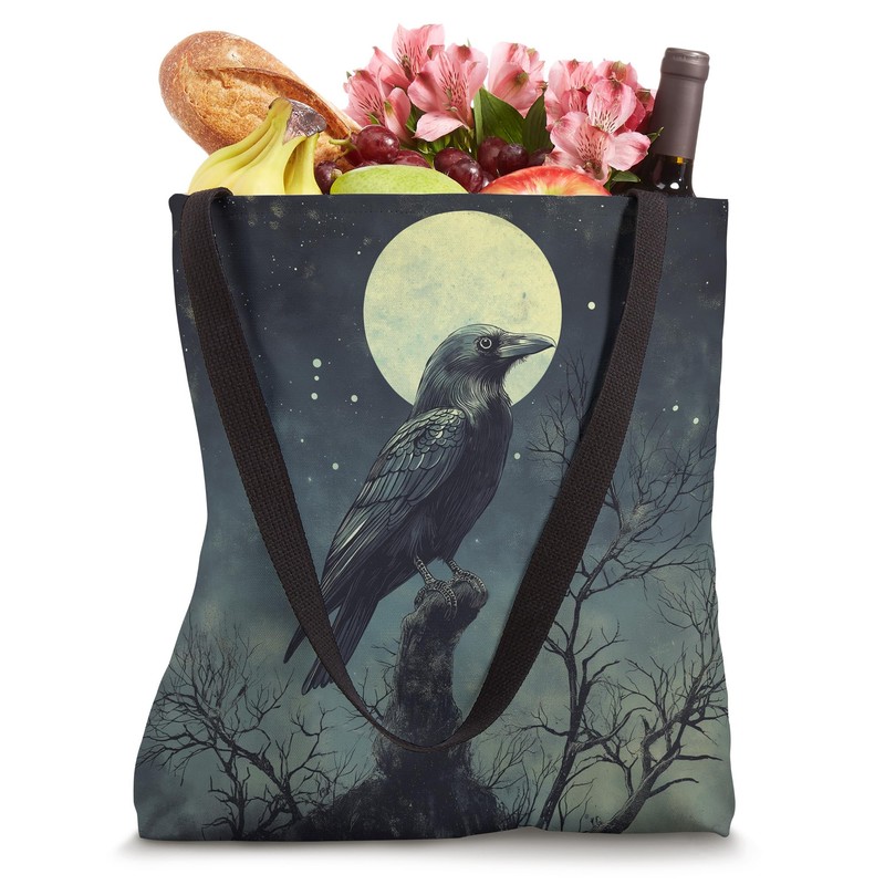 Raven Moon Crow Vintage Tote Bag
