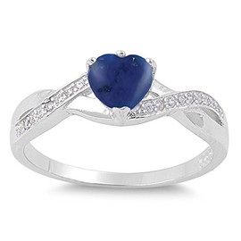 925 Sterling Silver Faceted Natural Genuine Blue Tanzanite Heart Promise Ring Size 8