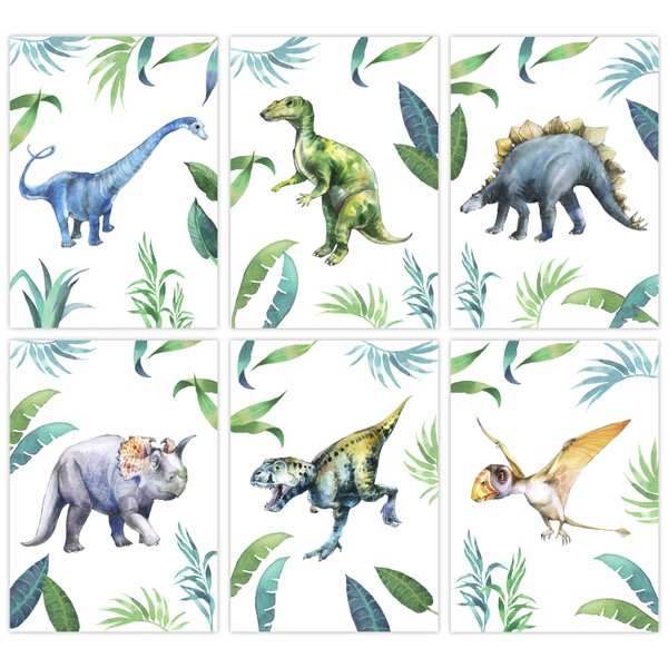 Pandawal Lot de 6 posters dinosaures pour chambre d'enfant - Format A4