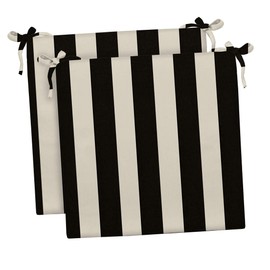 RSH Décor Indoor Outdoor Set of 2 Foam Dining Chair Seat Cushions, 17" x 17" x 2", Choose Color (Black & White Stripe)