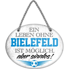 schilderkreis24 Tin Sign Football Sign "Ein Leben ohne Bielefeld ist Sinnlos" Decorative Gift Idea Man 18 x 14 cm