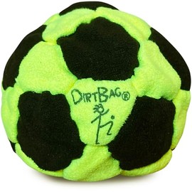 DIRTBAG 32 Panel Footbag, Flying Clipper Original Design, Sand Filled, Premium Quality, Machine Washable - Fluorescent Yellow/Black.