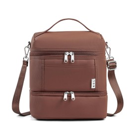 NOL Natural Organic Lifestyle Dual Compartment Insulated Lunch Bag Leakproof Cooler Tote Bag for Adults Lightweight Nylon Waterproof Lunch Box with Adjustable Shoulder Strap for Work, Coffee