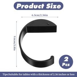 2 Pcs C Shape Purse Hook for Table, Purse Hanger for Table Desk, Aluminum Alloy with Self-Adhesive, Hangs Various Heavy Items (Black)