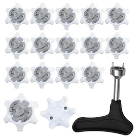 Golf Shoe Spikes, Bootoow 16 Golf Spikes with 1 Handheld Golf Shoe Spike Key Replacement for Golf Shoe Spikes Spikes for Shoes Spikes Shoes White