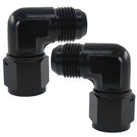 Murtenze 2 Pack Swivel Fitting Adapter, 10AN Female to 10AN Male Flare 90 Degree Aluminum Black, for Automotive, Hose Connections