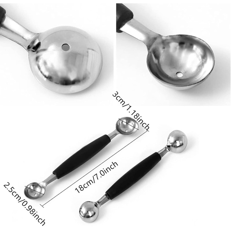 JYTDBCS 2 PCS Double Sided Melon Baller, Round Melon Balls