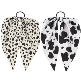 2 Pieces Of Cow Pattern Hair Ring, Streamer Hair Ring, Elastic Hair Ring, Cute Hair Ring, Women'S Hairstyle Tool