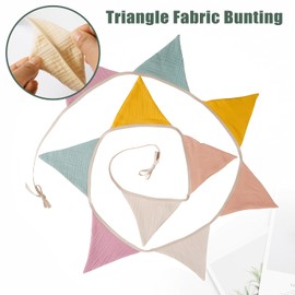 VLYX Fabric Bunting Banner, Baby Bunting for Nursery, Double Side Cloth Triangle Bunting for Garden Tea Wedding Shower Girls Boys Birthday Bedroom Decoration (Morandi Rainbow)