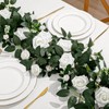 2 Pack 11.2 Ft Artificial Flower Garland with White Roses,