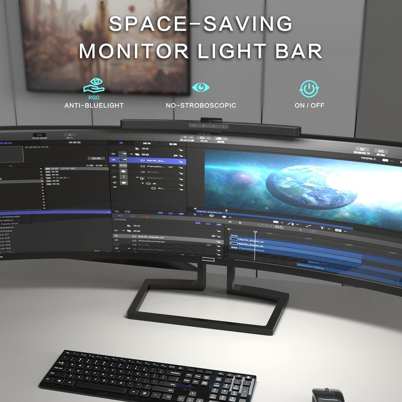 ONWAY Curved Monitor Light Bar with Wireless Remote,Monitor Light Bar
