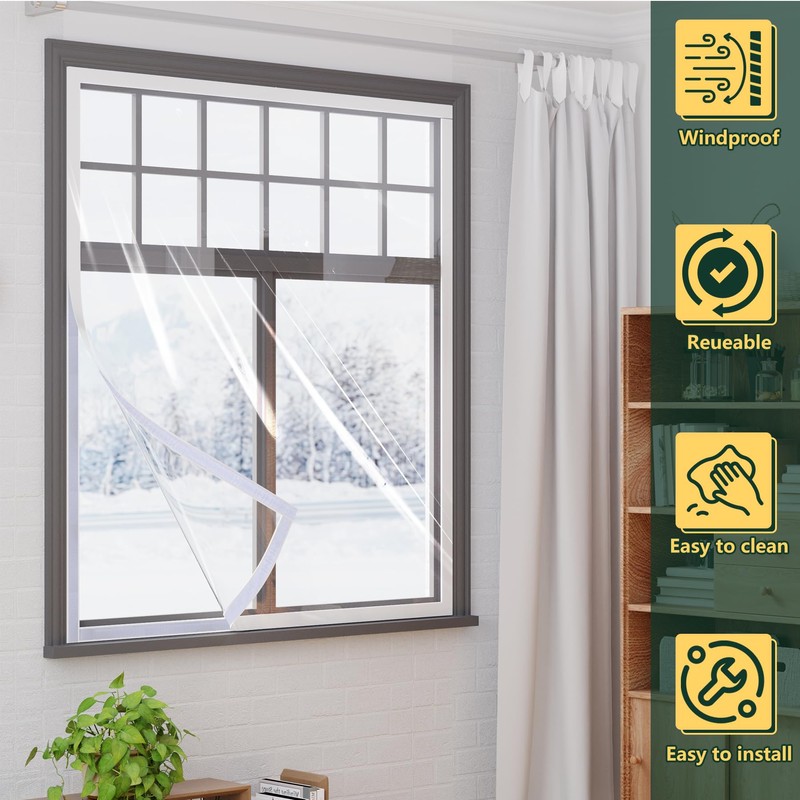 Flehomo 120 x 160 cm Window Insulation Kit, Adjustable Window