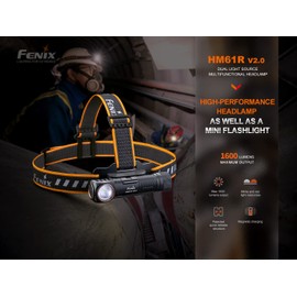 EdisonBright Fenix HM61R V2 1600 Lumen magnetically Rechargeable LED Headlamp, high Capacity Battery Battery Carry case Bundle