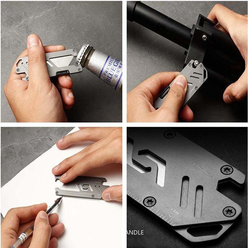 KUNSON Stainless Steel Keychain Utility Knife, Portable Pocket Retractable Box