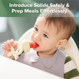 Haakaa Chupete alimentador de alimentos de frutas para bebé | Moldes de paletas de leche materna para dentición | Alimentador de silicona y mordedor para alivio de la dentición del bebé y alimentación segura del bebé, sin BPA (avena)