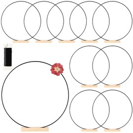 10 Pack Black Floral Hoop with Stand 16 Inch Metal Rings for DIY Centerpiece Table Decorations Crafts Macrame Rings Hoop Dream Catcher Rings Wedding Christmas Wreath Candle Rings Wreaths Craft Hoops