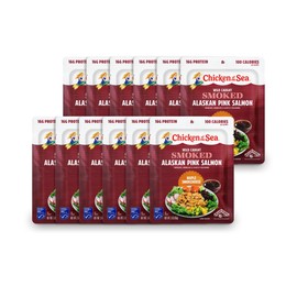 Chicken of the Sea Smoked Alaskan Pink Salmon, 3 Ounce Packets (Box of 12), Wild Caught Salmon, Maple Smokehouse