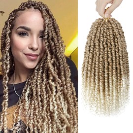 Passion Twist Hair - 8 Packs 12 Inch Passion Twist Crochet Hair For Black Women, Crochet Pretwisted Curly Hair Passion Twists Synthetic Braiding Hair Extensions (12 Inch 8 Packs, T27/613)
