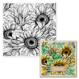 Estivaux Spring Sunflowers Background Clear Stamps for Card Making and Journaling, Thanksgiving Flowers Silicone Stamps Floral Leaves Rubber Stamps for Scrapbooking DIY Cards Album Crafts Supplies