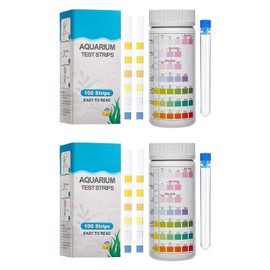 Proxima Direct 7 in 1 Aquarium Test Kit 200 Pack Fish Tank PH Test Strips with 2 Bottles Water Test Kit to Detect PH Nitrite Nitrate Chlorine Carbonate Total Alkalinity Hardness