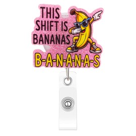 Kimoli Funny and Cute Nurse Badge Reel Pink Nursing Badge Reel Retractable This Shift is Bananas Id Card Holder with Clip for Doctor Healthcare Rn CNA Teacher Nurse Gifts