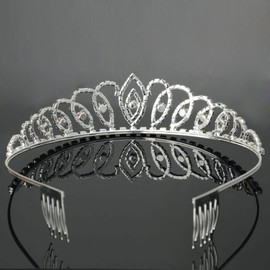 Bseash - Tiara de cristal plateado con corona de princesa, elegante corona con peines para mujeres, niñas, bodas, graduaciones, fiestas de cumpleaños