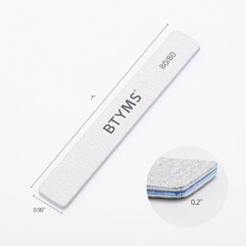 25 limas de uñas rectangulares de grano 80 para uñas acrílicas, limas de búfer reutilizables de doble cara para uñas