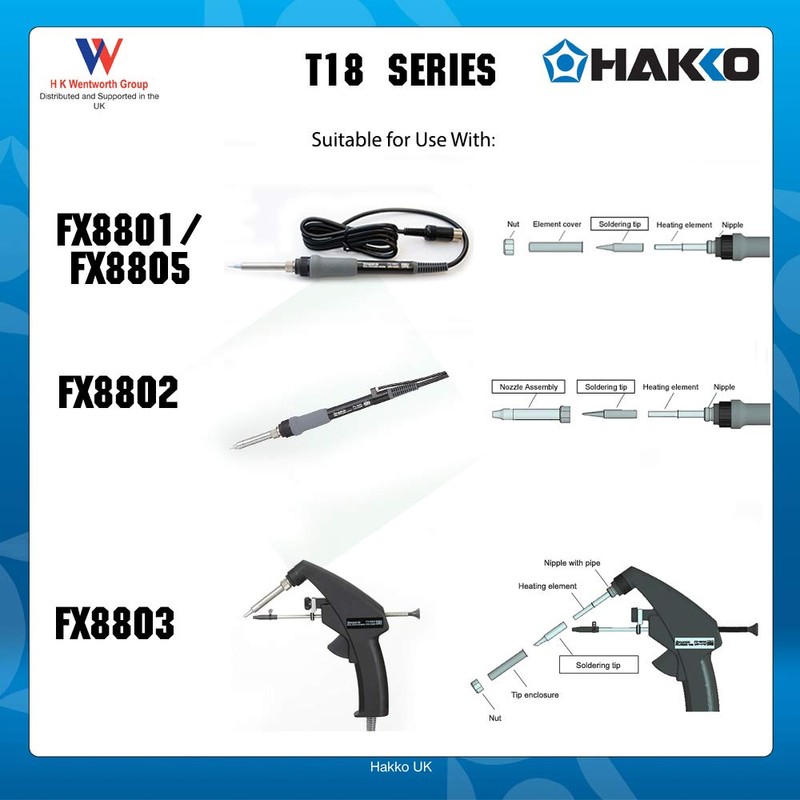 Hakko T18-D08 Chisel Tip 0.8 x 14.5mm for FX-8801/FX-888