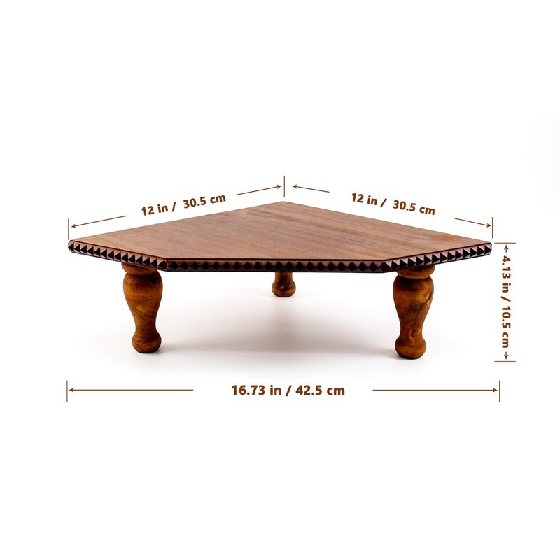 Wood Corner Counter Shelf Framehouse Decorative Tray Stand for Kitchen