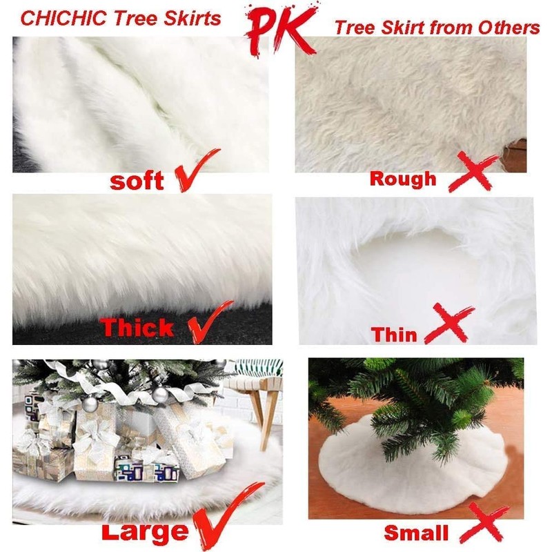 Foryo Christmas Tree Skirts, Faux Fur Large Plush White Round