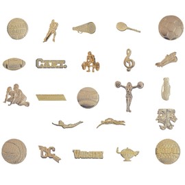 Chenille Pins Pack of 20. Many Sports and Activities to Choose From. Athletic and Club Pins. Gold Style Pins with Butterfly Backing. Pin Length is 7/16 inches. (Baseball)