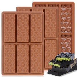 Chocolate Bar Molds Deep Silicone Break-Apart Chocolate Nonstick Protein and Energy Bar Mold Thick Candy Bar Mold Wax Melt Mold 3 Pack