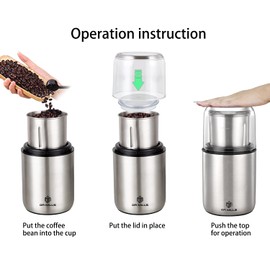 DR MILLS DM-7452 Electric Coffee Grinder,Spice Grinder Electric and chopper,detachable cup, diswash free, Blade & cup made with SUS304 stianlees steel