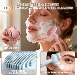 Paquete de 2 exfoliantes faciales de silicona, 2 en 1, cepillo de limpieza facial y aplicador de mascarilla, exfoliante facial impermeable, cepillo fa