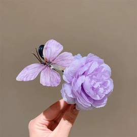 EZ PEACH Bangs, Butterfly, Hairpin, Hair Clip, Hair Ornament, Gradient Color, For Women, Girls, Kimono, Kimono, Hair Accessory, Present (Pink)