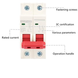 2P DC Mini Circuit Breaker, 63A MCB, 500V DZ47-63Z-2P Safety Photovoltaic Protection MCB Air Switch Circuit Breaker Protection for DC Circuit (63A)