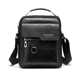 FANDARE Men's Shoulder Bag PU Leather Men's Hanging Bag Work Bag Messenger Bag for Everyday Leisure Work Office Travel School Waterproof Men's Shoulder Bags, black, Classic