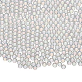 CoCud Iridescent Glass Tiny Bubble Beads, 2.5-3.0mm 20g No Hole Micro Mini Round White Transparent Water Droplets Beads - Applications: for Resin, Nail Art, Dollhouse Bath Tub, 2-Pieces