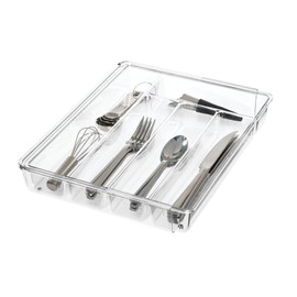 iDesign Expandable Cutlery Drawer Organizer –Linus Collection – Clear