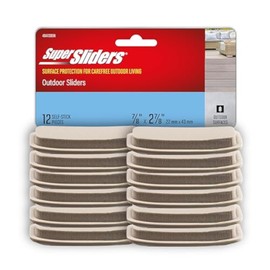 Softtouch 2.87 x 0.87 Inch Rectangle Plastic Self-Stick Furniture Sliders for Carpeted Floors and Outdoor Living Spaces (12 Pack, Beige)