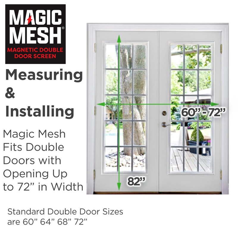 Magic Mesh Double Door- Hands Free Magnetic Screen Door, Fits