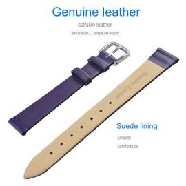 MZBUTIQ 8 mm Dark Purple Thin Genuine Slim Leather Replacement Watch Band Soft Durable for Women
