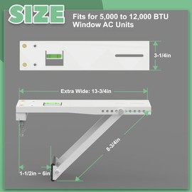 Memrita Window Air Conditioner Bracket, Universal Window AC Support Bracket, Support Up to 85 lbs, Fits for 5,000 to 12,000 BTU Window AC Units, Heavy Duty Air Conditioner Mounting Brackets