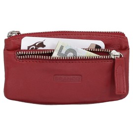 Leather Key Case Key Case Key Folder Key Bag with Zip Compartment Various Colours, red, Modern