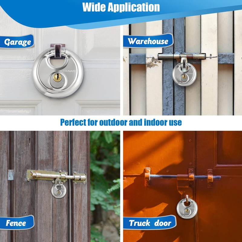 Travate Keyed Alike Disc Padlock, 6PCS Stainless Steel Discus Lock