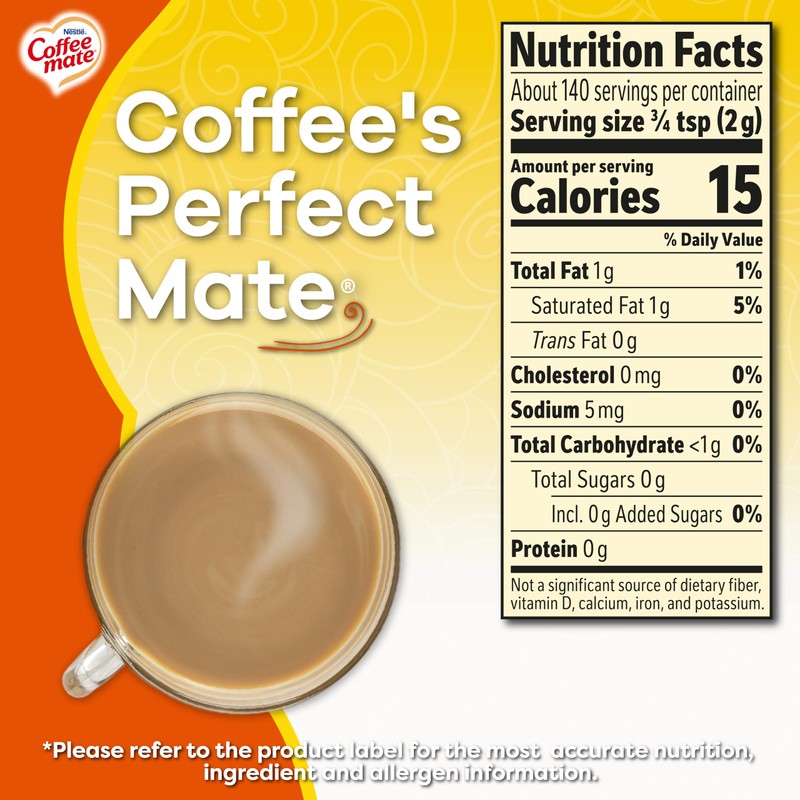 Coffee-Mate Coffee Creamer Zero Sugar Hazelnut, Pack of 6 (10.2