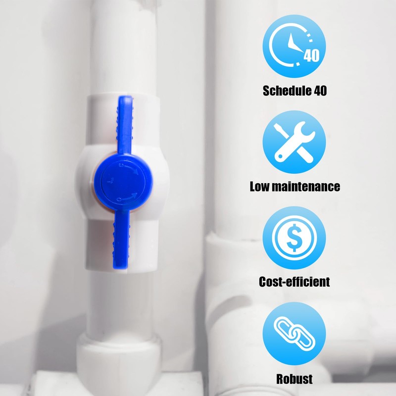 8PCS 3/4" PVC Ball Valve, Shut-Off Ball Valve Socket with